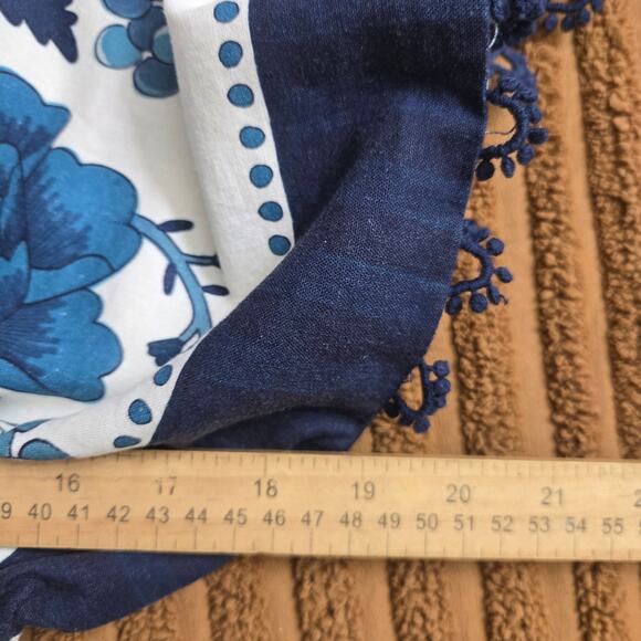 Farm Rio Tropical Tiles Mini Dress M Beaded Tassels Beachy Boho Cottage Hippie - Picture 10 of 12